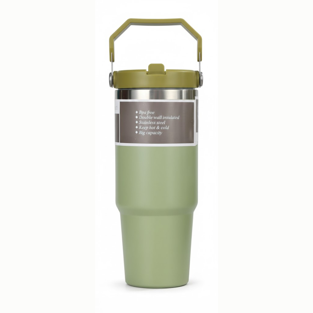 Glassozy Vacuum Insulated Tumbler 30oz/600mL w/ Handle | Travel Tumbler