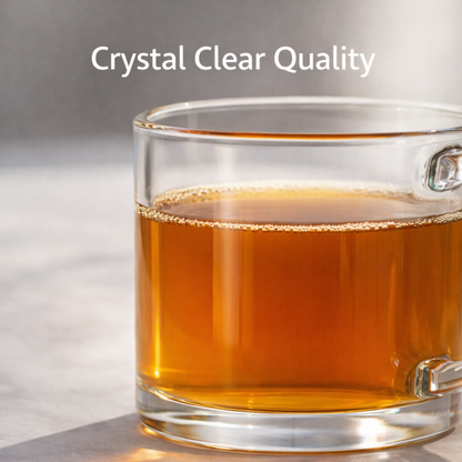 Premium Clear Glass Tea Cups Set of 6 (170 ML) – Transparent Chai Cups with Handle | Heat Resistant Coffee & Kadak Chai Mugs | Elegant Gift Box Packaging