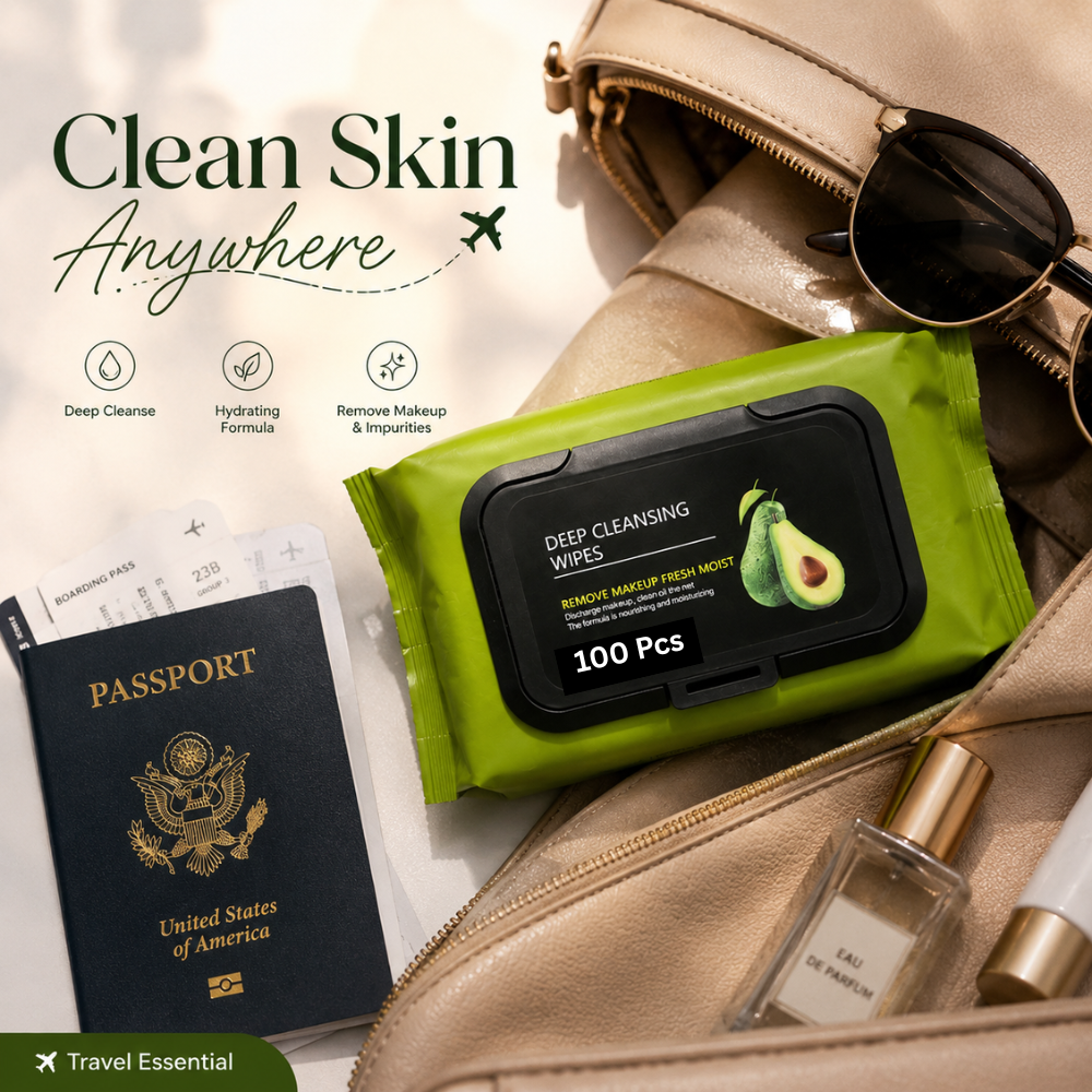 Avocado Deep Cleansing Makeup Remover Wipes – Hydrating Facial Cleansing Towelettes for Fresh & Glowing Skin (100 PCS)