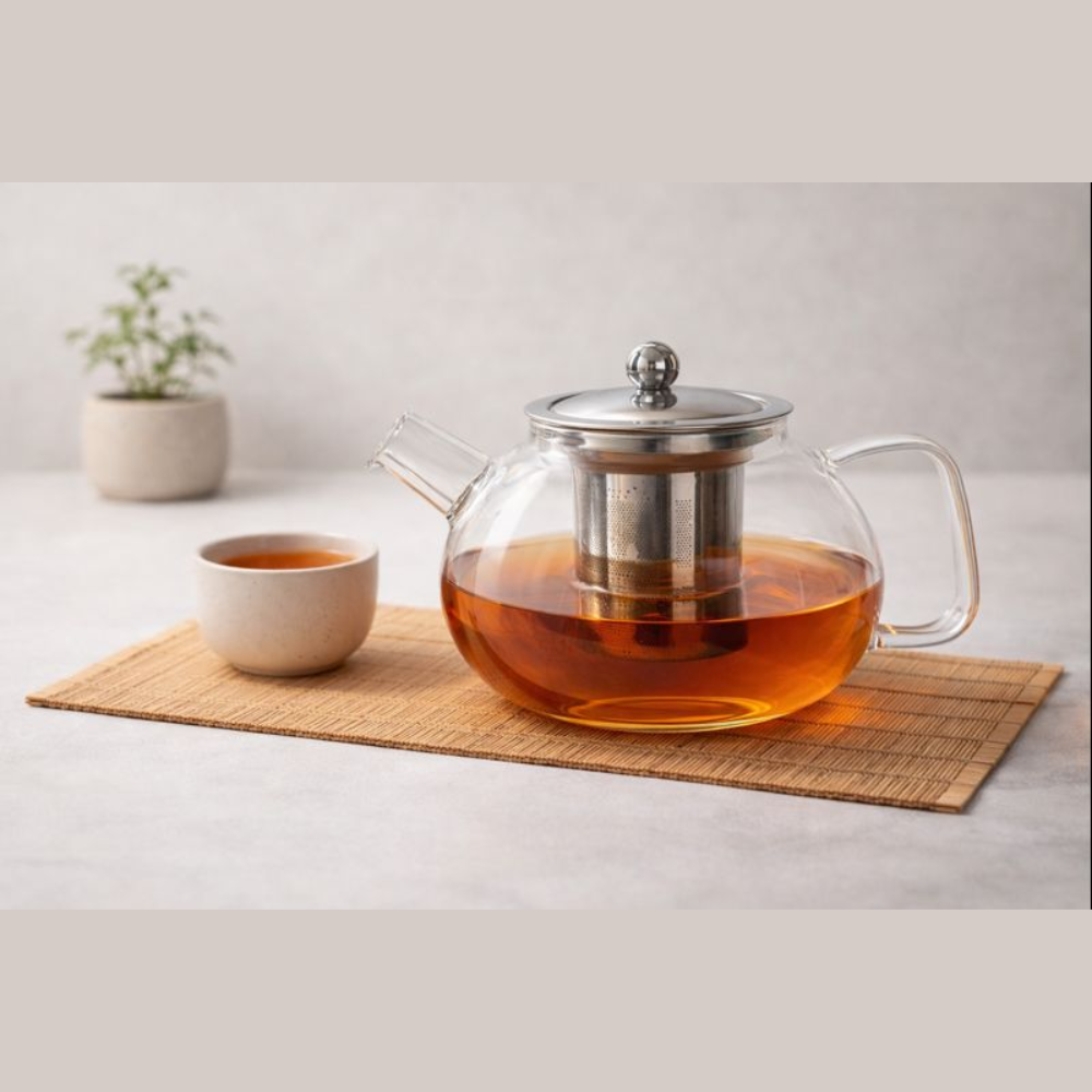 Premium Borosilicate Glass Teapot with Removable Stainless Steel Infuser (800ml/27oz) – Heat-Resistant Clear Tea Maker for Loose Leaf & Blooming Tea – Gift Box Included
