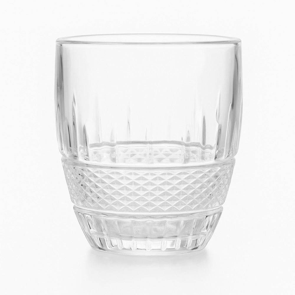 Premium Textured Drinking Glass | 200ml Heavy Base Juice Glass | Diamond Cut Water Glass for Home & Kitchen | Crystal Clear Glass Tumbler