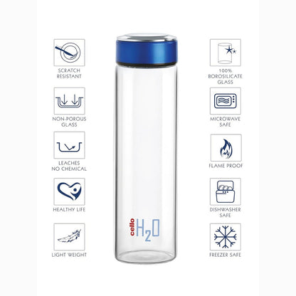Premium Transparent Fridge Water Bottle | Leakproof BPA-Free Slim Water Bottle for Home & Office | Easy to Clean | Stylish Blue Cap | Refrigerator Safe Bottle