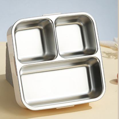 Cute Elephant Kids Lunch Box | 3-Compartment Leak-Proof Bento Tiffin Box with Stainless Steel Tray | Cartoon Elephant School Lunch Box for Kids