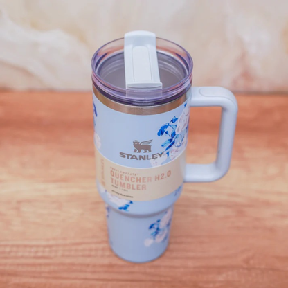 Stanley Quencher H2.0 Flow State™ Tumbler 40oz Floral Blue – Vacuum Insulated Stainless Steel Travel Cup with Handle & Straw