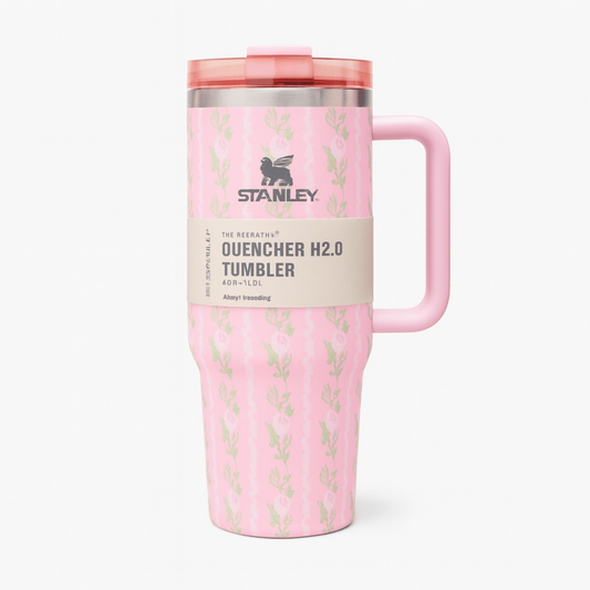 Stanley Quencher H2.0 FlowState™ Tumbler 40oz Pink Floral Edition – Vacuum Insulated Stainless Steel Travel Cup with Handle & Straw