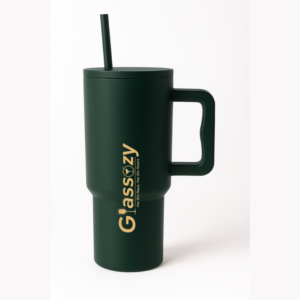 Insulated Tumbler with Straw & Handle | Leak-Proof Stainless Steel Mug | Cold & Hot Drink Flask – 1200ml