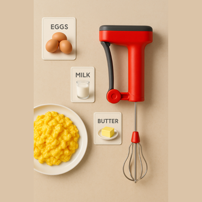 Super Mom Manual Power Blender – No-Electric Hand Beater for Beating, Whipping, Lassi, Coffee Froth & Cooking (Finger Exercise Handle, Stainless Steel Whisk)