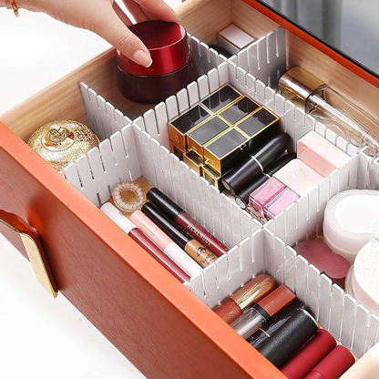 Adjustable Drawer Divider Organizer – Expandable Grid Separator for Kitchen, Office, Makeup & Wardrobe Storage (Plastic, DIY Customizable)
