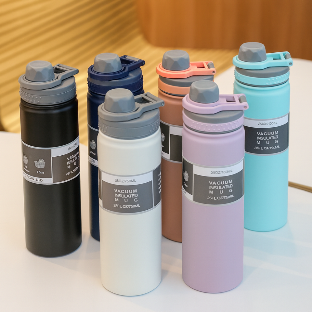 Premium Vacuum Insulated Stainless Steel Bottle – 750ml | Hot & Cold Thermos with Flip-Top Lid