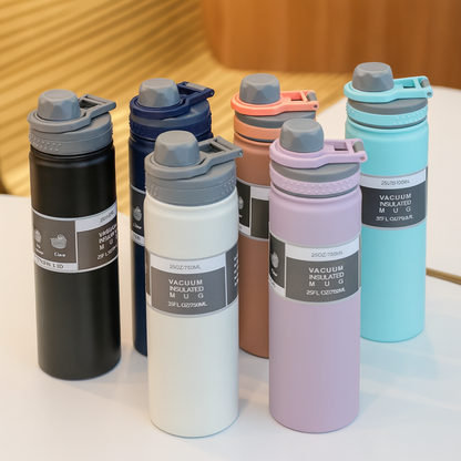 Premium Vacuum Insulated Stainless Steel Bottle – 750ml | Hot & Cold Thermos with Flip-Top Lid