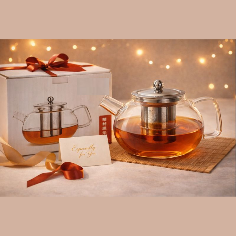 Premium Borosilicate Glass Teapot with Removable Stainless Steel Infuser (800ml/27oz) – Heat-Resistant Clear Tea Maker for Loose Leaf & Blooming Tea – Gift Box Included