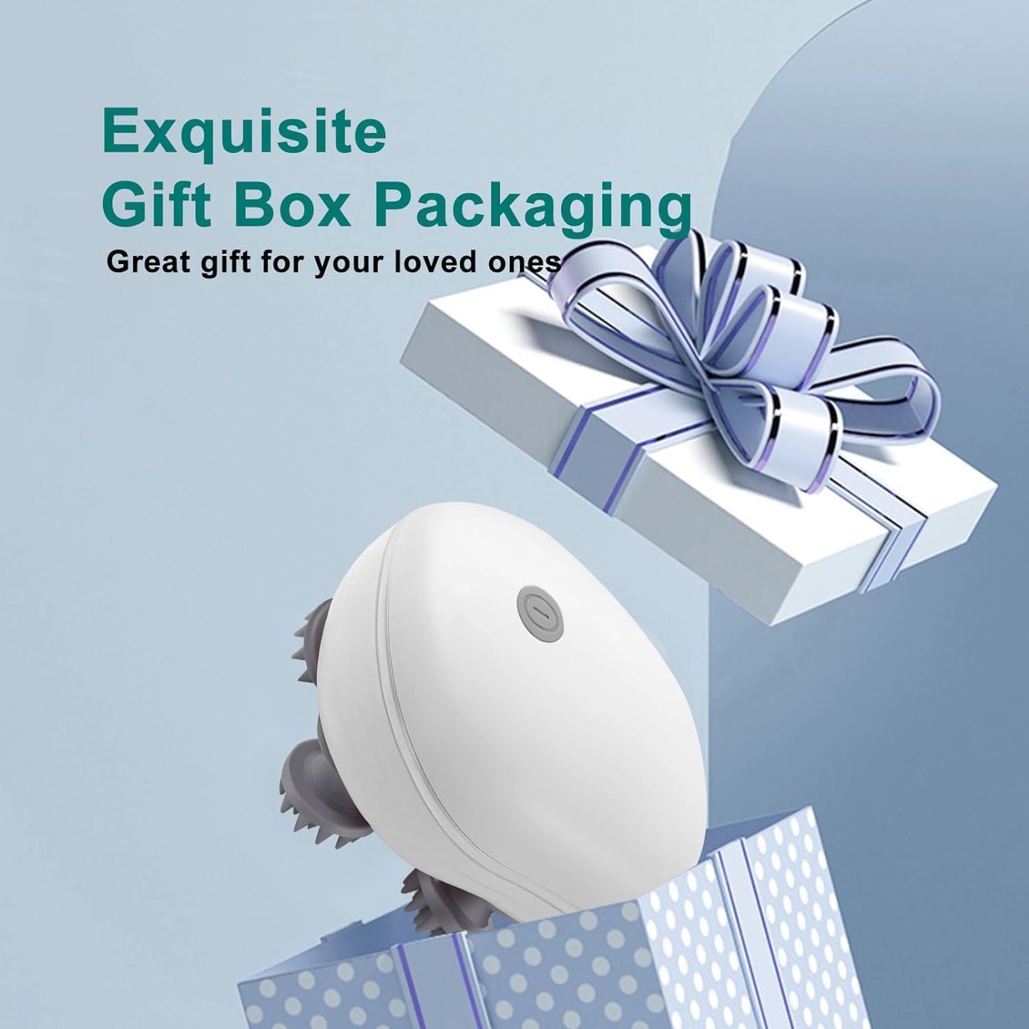 Electric Scalp Massager with 4 Replaceable Heads – Waterproof Rechargeable Head & Body Massager for Relaxation, Hair Growth & Stress Relief