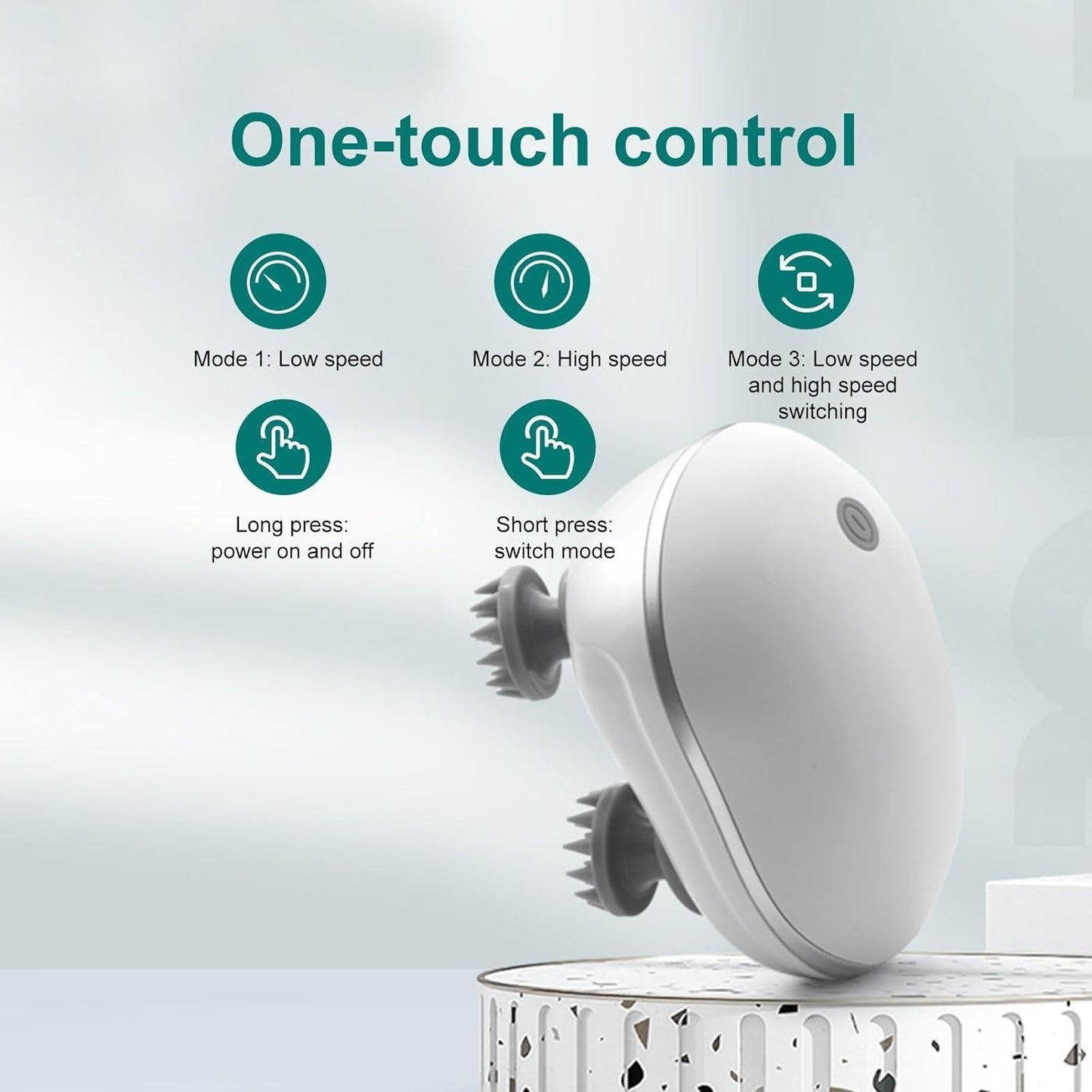 Electric Scalp Massager with 4 Replaceable Heads – Waterproof Rechargeable Head & Body Massager for Relaxation, Hair Growth & Stress Relief