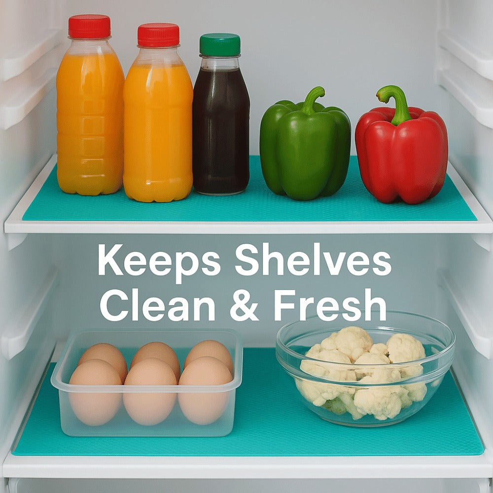 Refrigerator Shelf Mats – Non-Slip, Washable, Anti-Bacterial Fridge Liners (Set of 4, Multi-Use)