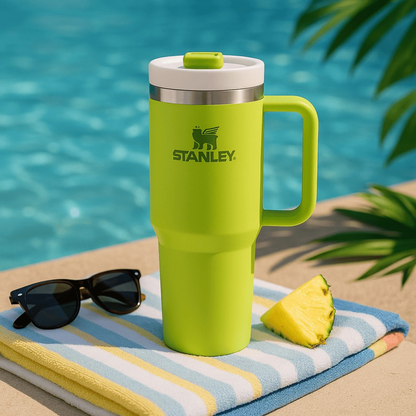 Stanley Quencher H2.0 FlowState™ Tumbler 40oz Lime Green – Vacuum Insulated Stainless Steel Travel Cup with Handle & Lid