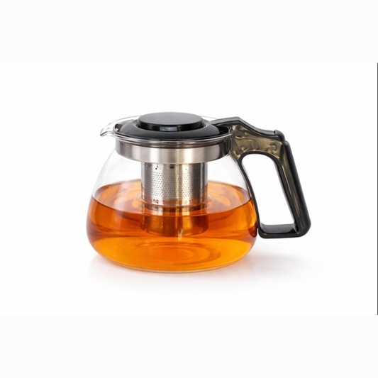 1 Litre Glass Teapot with Stainless Steel Infuser – Heat-Resistant Borosilicate Tea Maker with Heat-Safe Handle for Loose Leaf and Blooming Tea