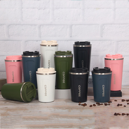 Insulated Reusable Coffee Tumbler with Flip-Top Lid – Stainless Steel Travel Mug (Multi-Color Options)