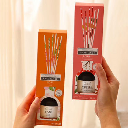 Luxury Reed Diffuser Set 80ML – Cotton, Rose, Lemon, Berries & Nile Garden | Long Lasting Home Fragrance | Room Aroma Diffuser