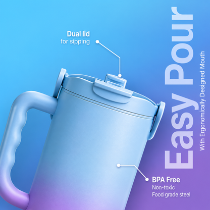 Premium Insulated Travel Mug with Handle – Leakproof Gradient Tumbler