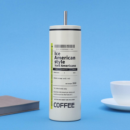 GLASSOZY | 20oz/600ml Stainless Steel Coffee Tumbler with Straw & Lid | Insulated Iced Coffee Cup for Cold Brew & Travel