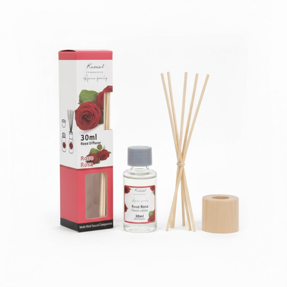 Aroma Fragrance Reed Diffuser for Home – 30ml Long Lasting Room Freshener with Natural Essential Oils & Sticks – Ideal for Bedroom, Bathroom, Office & Gifting (Freesia/ Rose/ Lemon/ Fig/ etc.)