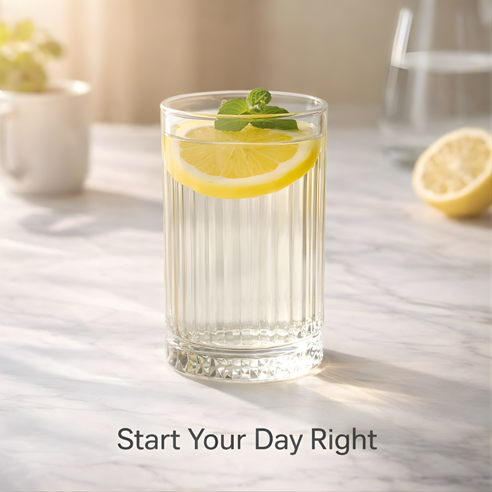 Glassozy 6-Piece Highball Glassware Set with Fluted Texture – Elegant Ribbed Drinking Glasses and Natural Wooden Serving Tray – Ideal Housewarming & Wedding Gift Set