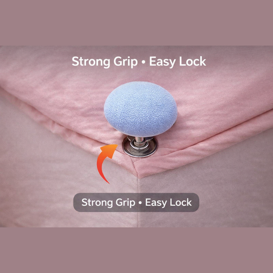 Bedsheet Holder Clips – Anti-Slip Bed Sheet Fastener with Strong Button Lock | No More Slipping Bedsheets | Reusable & Easy to Install | Works on All Mattress Types (Pack of 8)