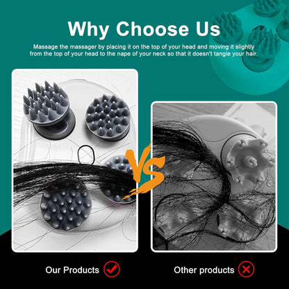 Electric Scalp Massager with 4 Replaceable Heads – Waterproof Rechargeable Head & Body Massager for Relaxation, Hair Growth & Stress Relief