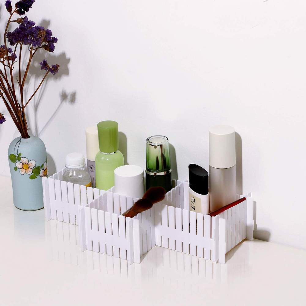 Adjustable Drawer Divider Organizer – Expandable Grid Separator for Kitchen, Office, Makeup & Wardrobe Storage (Plastic, DIY Customizable)