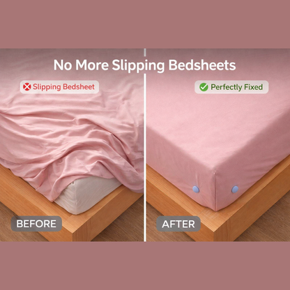 Bedsheet Holder Clips – Anti-Slip Bed Sheet Fastener with Strong Button Lock | No More Slipping Bedsheets | Reusable & Easy to Install | Works on All Mattress Types (Pack of 8)