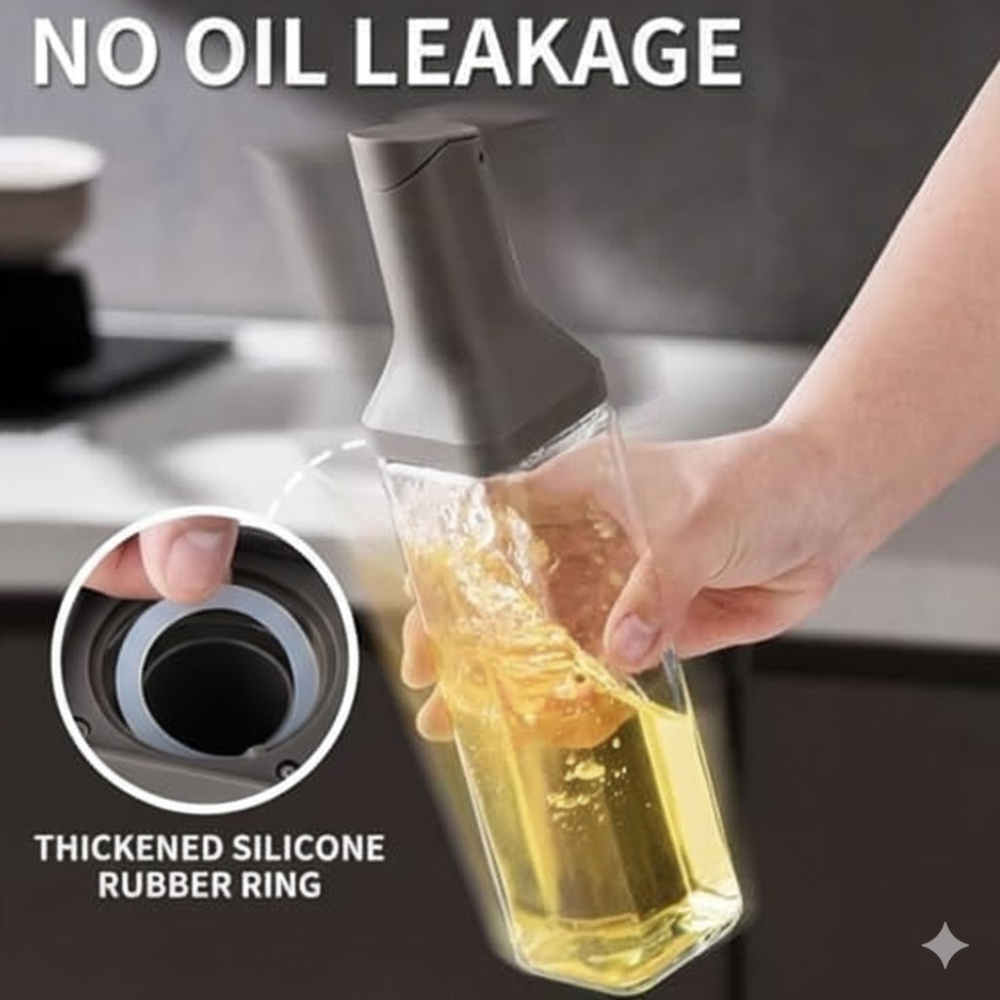 Glassozy Automatic Flip-Top Oil Dispenser Bottle - Glass & Leakproof Pourer