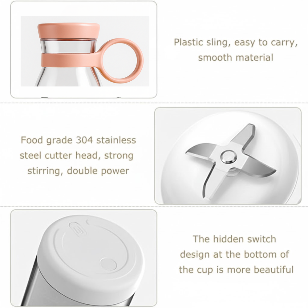 Portable Electric Juicer Bottle | USB Rechargeable Smoothie Blender | Mini Fruit Mixer for Juice, Shakes, Detox Drinks & Travel Use