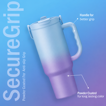 Premium Insulated Travel Mug with Handle – Leakproof Gradient Tumbler