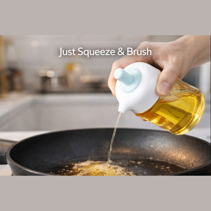 2-in-1 Oil Dispenser Bottle with Silicone Brush – Leak-Proof Cooking Oil Bottle for Frying, Baking, BBQ & Salad (Food-Grade, Heat Resistant, 300ml)