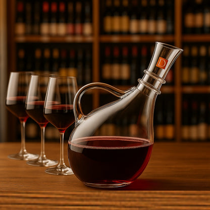 1500 ml Lead-Free Hand-Blown Crystal Wine Decanter with Elegant Curved Handle – Premium Bar & Party Glassware