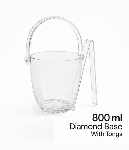 Premium Glass Ice Bucket with Handle  | Elegant Outdoor Picnic & Party Drinkware | Crystal Clear Design