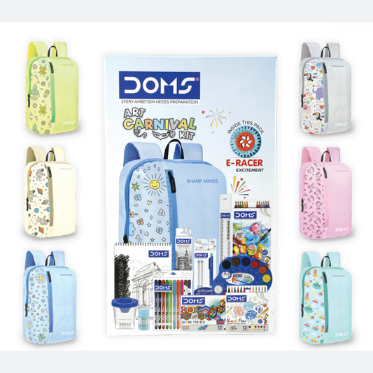 DOMS Art Carnival Kit – Premium Art & Craft School Backpack Set | 40+ Drawing & Painting Supplies for Kids