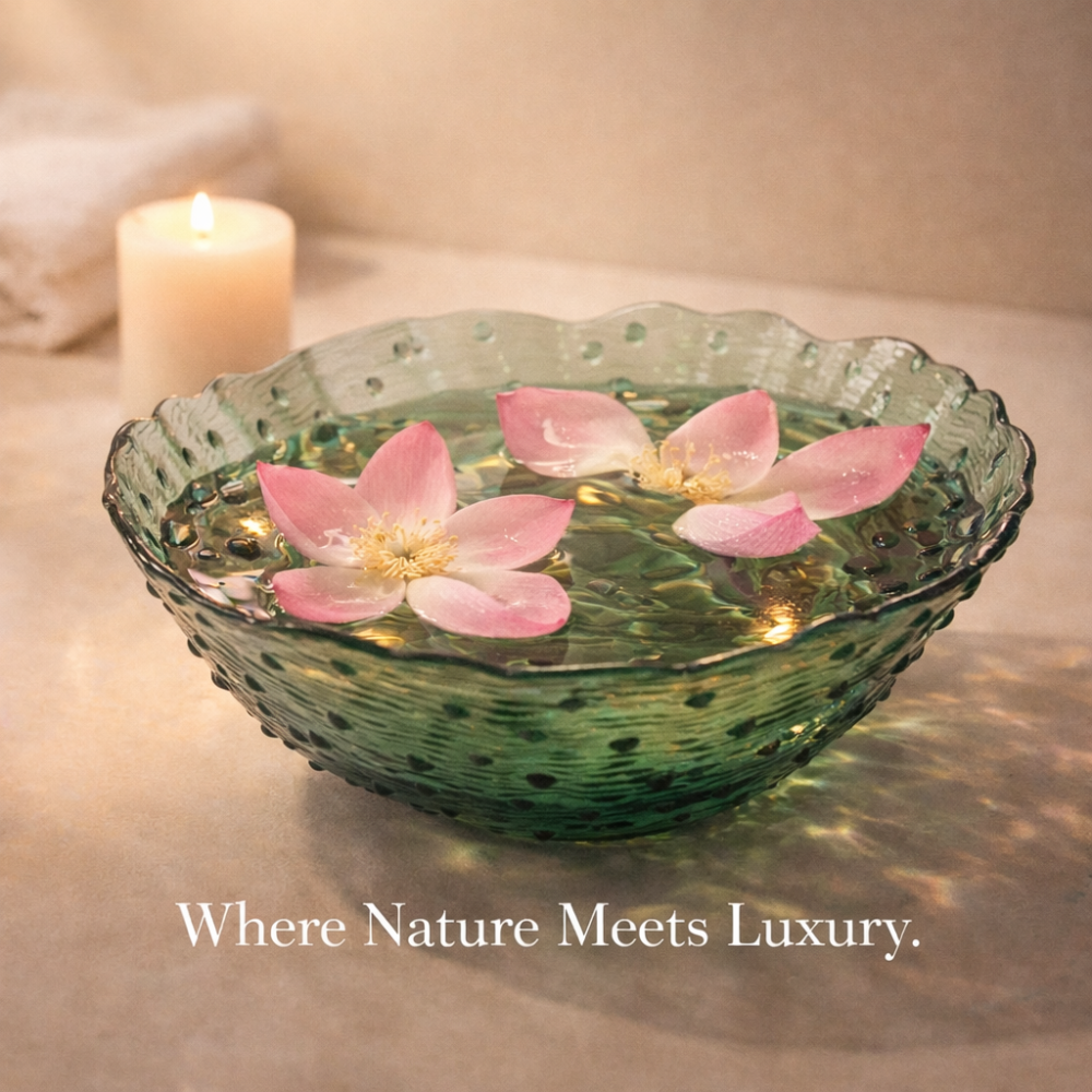 Emerald Luxe Textured Glass Serving Bowl – Premium Decorative Fruit & Salad Bowl