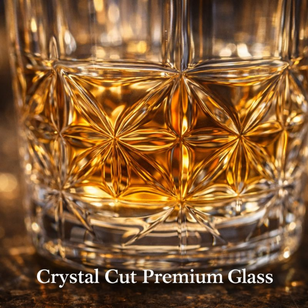 Crystal Cut Shot Glass Set of 6 (60ml) – Premium Designer Whisky, Vodka & Tequila Glasses for Home Bar, Parties & Gifting