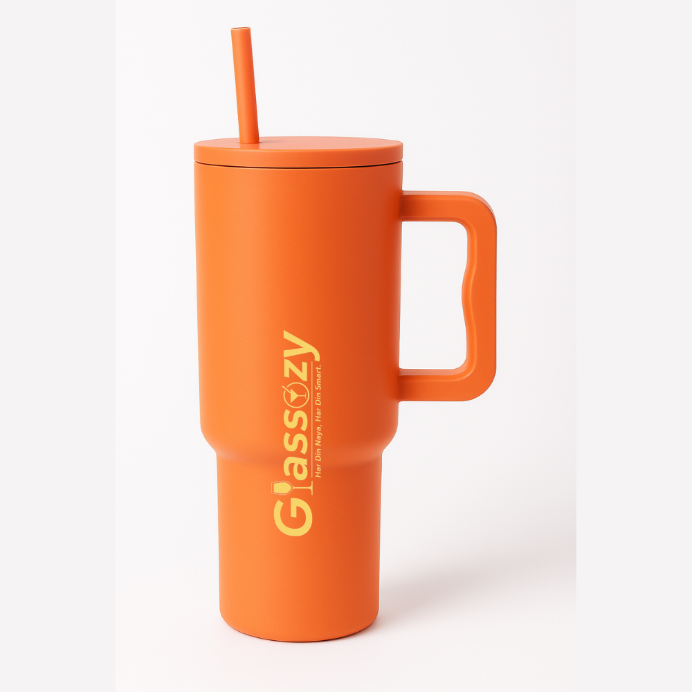 Insulated Tumbler with Straw & Handle | Leak-Proof Stainless Steel Mug | Cold & Hot Drink Flask – 1200ml