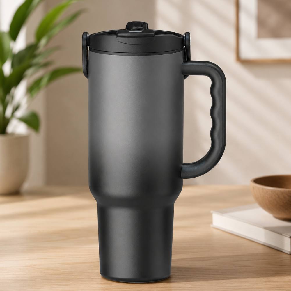 Large Capacity Stainless Steel Tumbler Cup with Ergonomic Handle