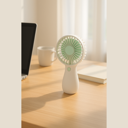Mini USB Rechargeable Handheld Fan – Sky Blue | Portable Personal Cooling Fan for Travel, Office & Home | 3-Speed Powerful Airflow