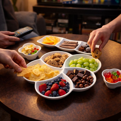 Premium Ceramic Divided Serving Platter and Bowl Set – Multi-Compartment Snack Plates with Gift Box – Elegant Appetizer Tray for Fruits, Nuts, and Hors d'oeuvres