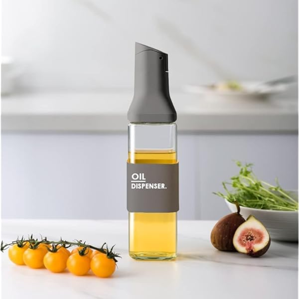 Glassozy Automatic Flip-Top Oil Dispenser Bottle - Glass & Leakproof Pourer