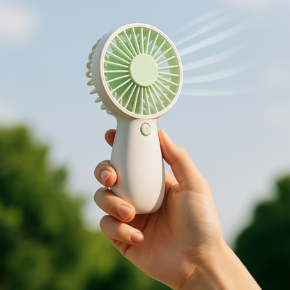 Mini USB Rechargeable Handheld Fan – Sky Blue | Portable Personal Cooling Fan for Travel, Office & Home | 3-Speed Powerful Airflow