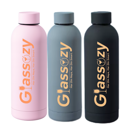 Glassozy™ Premium 500ML Vacuum Insulated Stainless Steel Bottle | Hot & Cold Thermos | Matte Finish Leak-Proof Water Bottle for Office, Gym & Travel