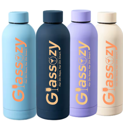 Glassozy™ Premium 500ML Vacuum Insulated Stainless Steel Bottle | Hot & Cold Thermos | Matte Finish Leak-Proof Water Bottle for Office, Gym & Travel