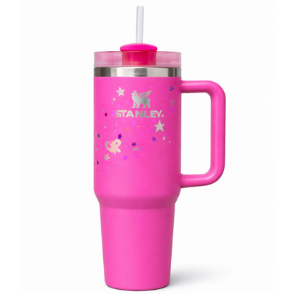 Stanley Quencher H2.0 Blush Star Print  1.18L – Insulated Stainless Steel Travel Tumbler with Handle & Straw