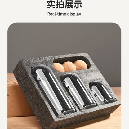 Echou 3-Piece Premium Glass Jar Gift Set with Wooden Ball Lids (500 ml + 800 ml + 1200 ml) – Elegant Ribbed Glass Containers for Dry Fruits, Snacks & Kitchen Storage