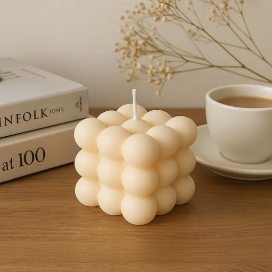 Bubble Cube Candle Set – Handmade Soy Wax Candles for Home Décor, Aesthetic Room, and Gifting (Pastel Colors)